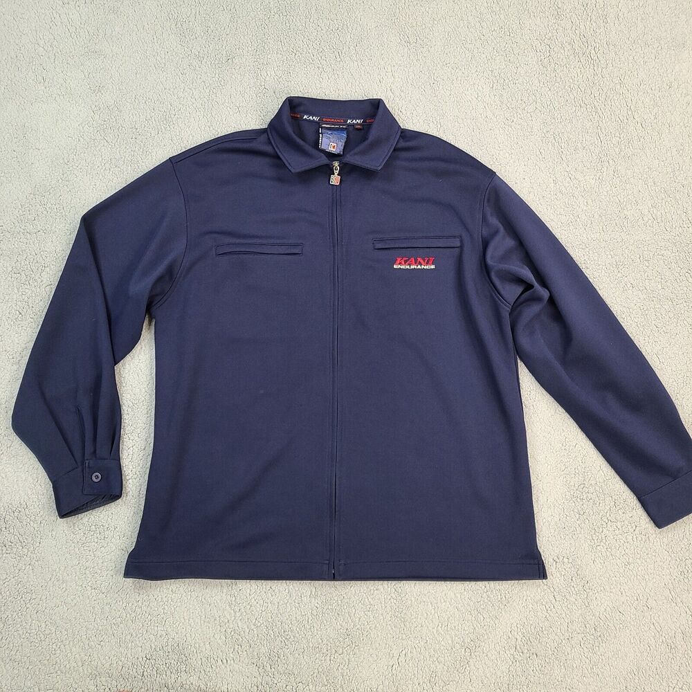 Vintage Karl Kani Track Jacket Men's XXL Blue Endurance Full Zip Long Sleeve 90s